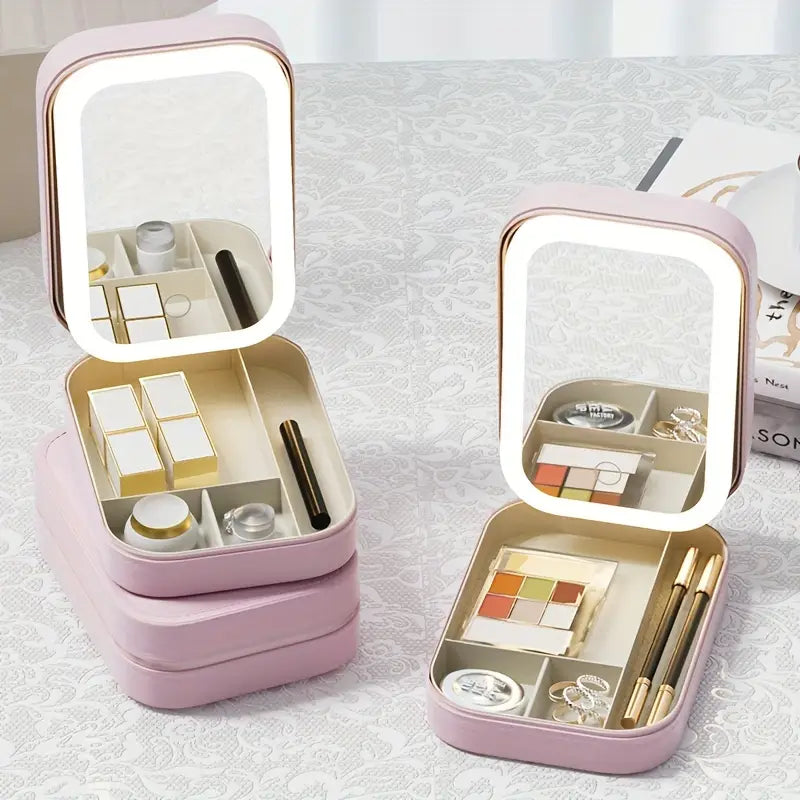 ✨GlowMirror Organizer™ ✨ Joyero y cosmetiquero con espejo táctil y estilo💎