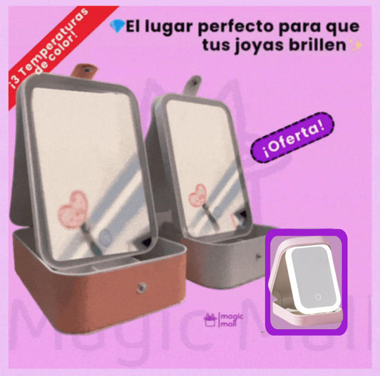 ✨GlowMirror Organizer™ ✨ Joyero y cosmetiquero con espejo táctil y estilo💎